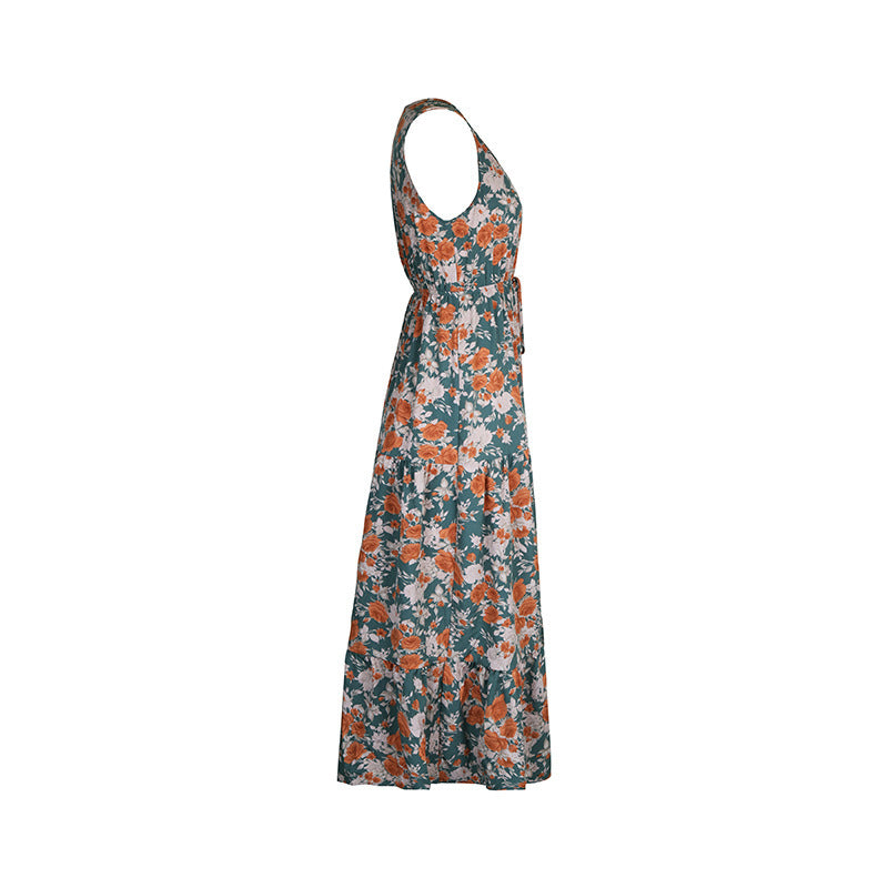 Women's Sleeveless Stitching Printing Dress