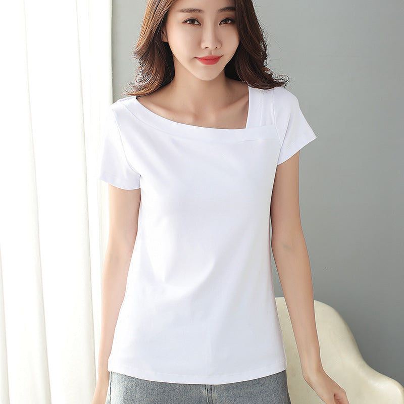 One-shoulder Cold-shoulder Top Half Sleeve Women