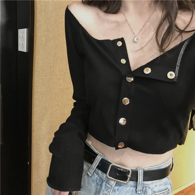 Small Slim High Waist Short Long Sleeve T-shirt