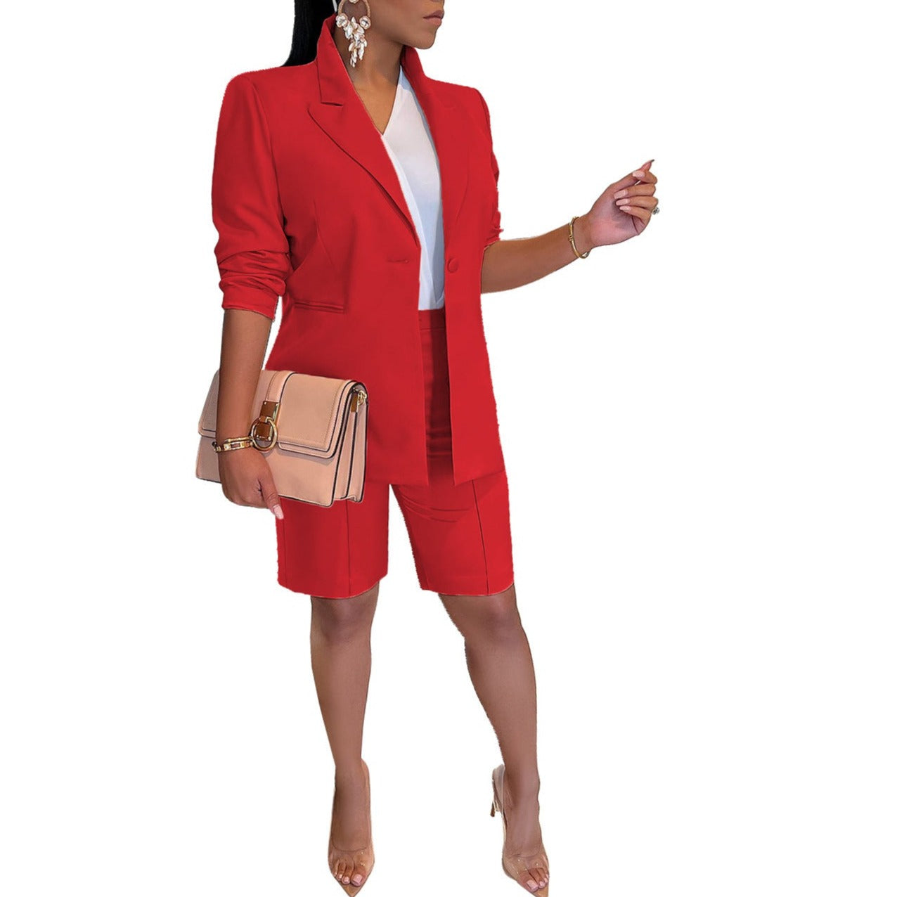 Spring and Summer Leisure Suit with Business Coat and Shorts