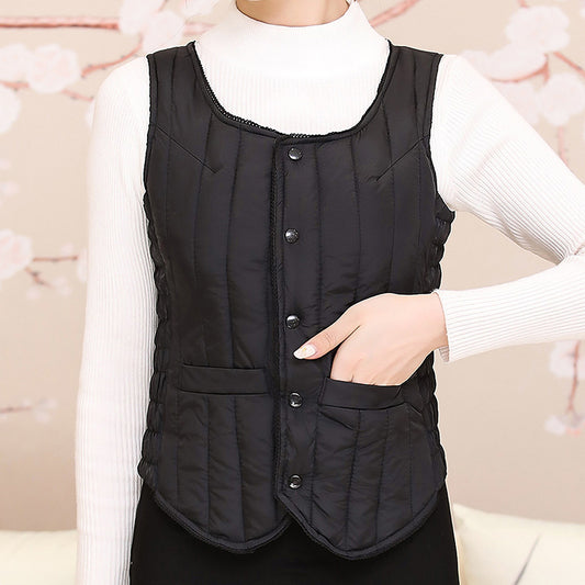 Short Down Cotton Vest for Women, Warm and Thickened with Lamb Velvet