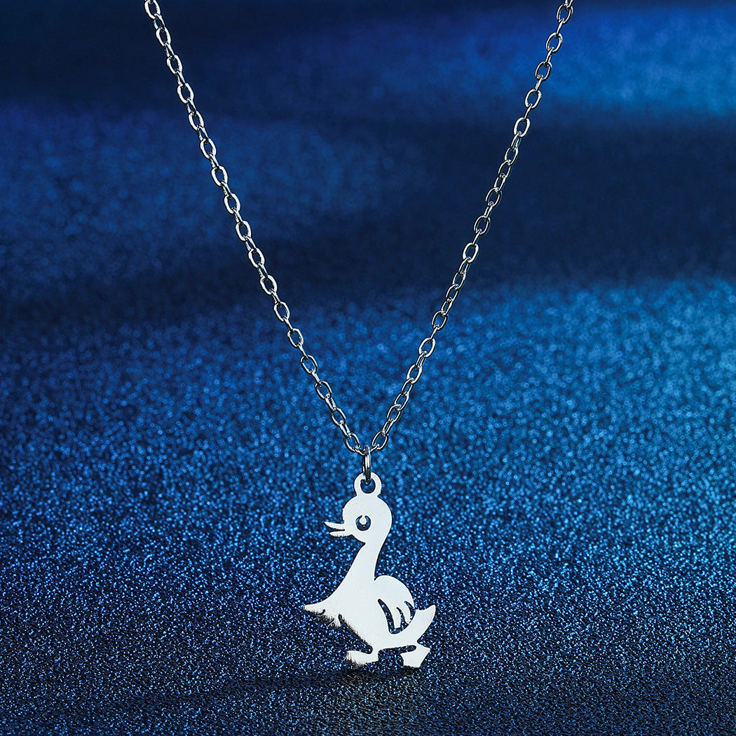 Style Cute Little Duck Simple Stainless Steel Necklace Ornament