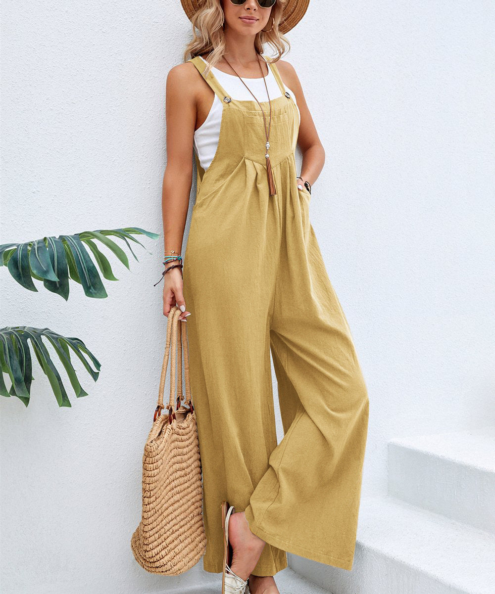 Hot-selling Women's Solid Color Casual Suspender Trousers Overall