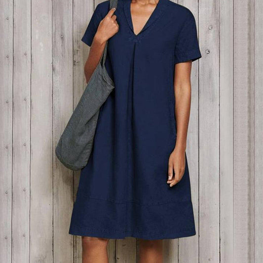 V-neck Dress Casual Short Skirt