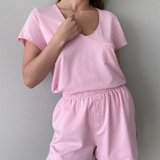 Stylish Casual V-Neck Pajama Set with Shorts, Perfect for Women's Fashion and Comfort