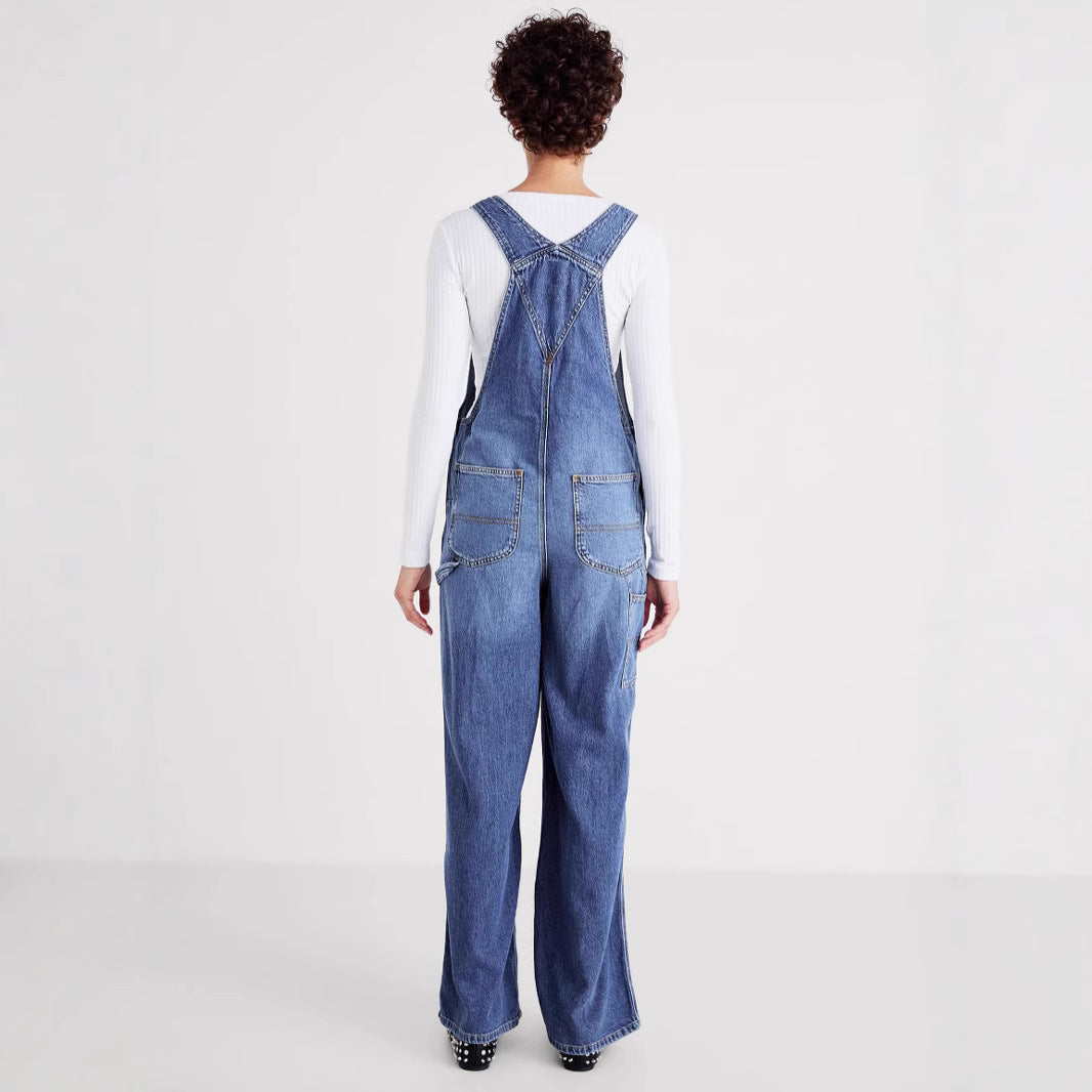 Fashionable Loose and Slimming Women's Denim Overalls