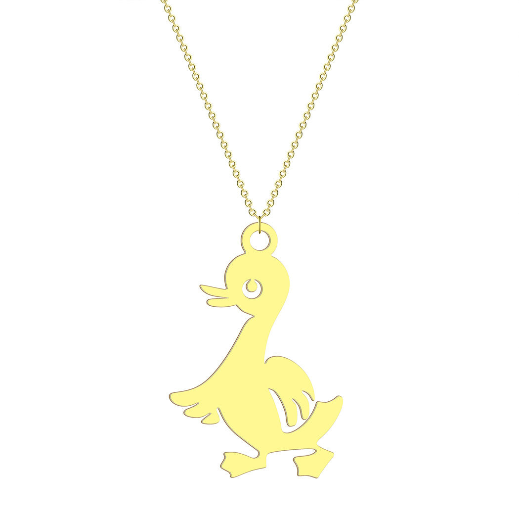 Style Cute Little Duck Simple Stainless Steel Necklace Ornament