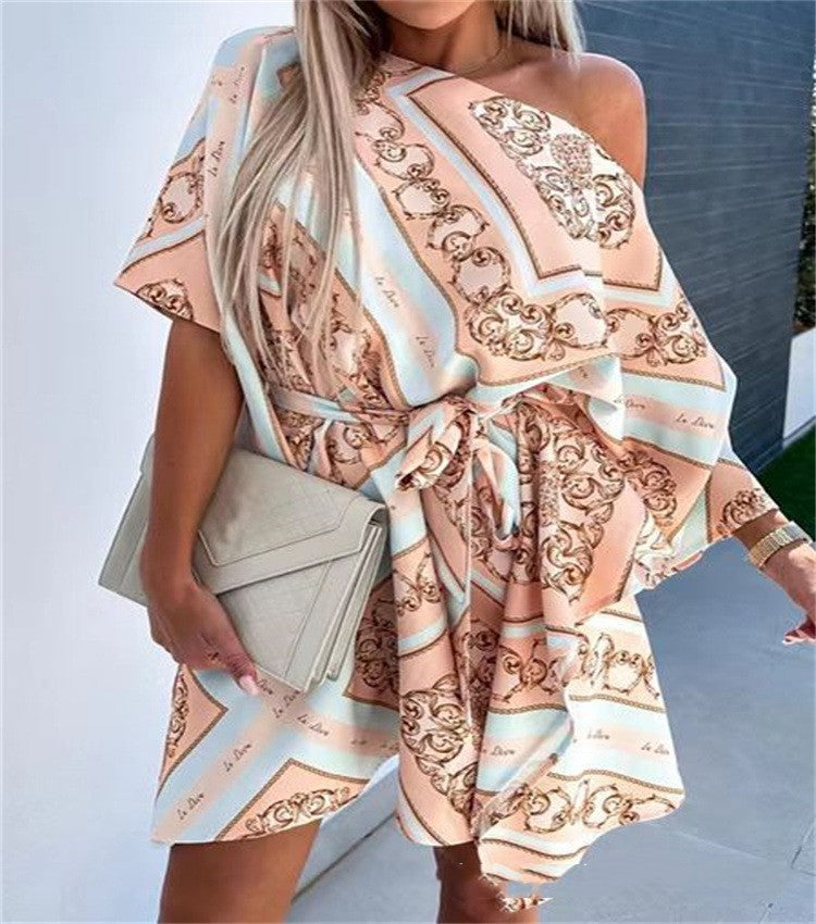 Women's Fashion Printed Shoulder Strap Dress