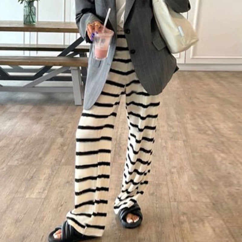 Wide Striped Trousers for Women in European and American Style