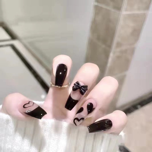 Hand-painted Black Long T Nail Art Patch