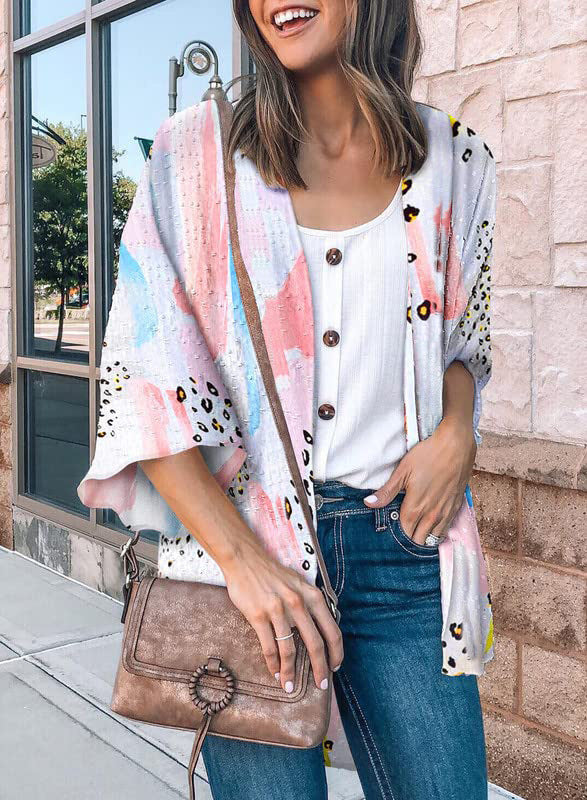 Women's Top: Fashionable Flower Print Shirt Jacket