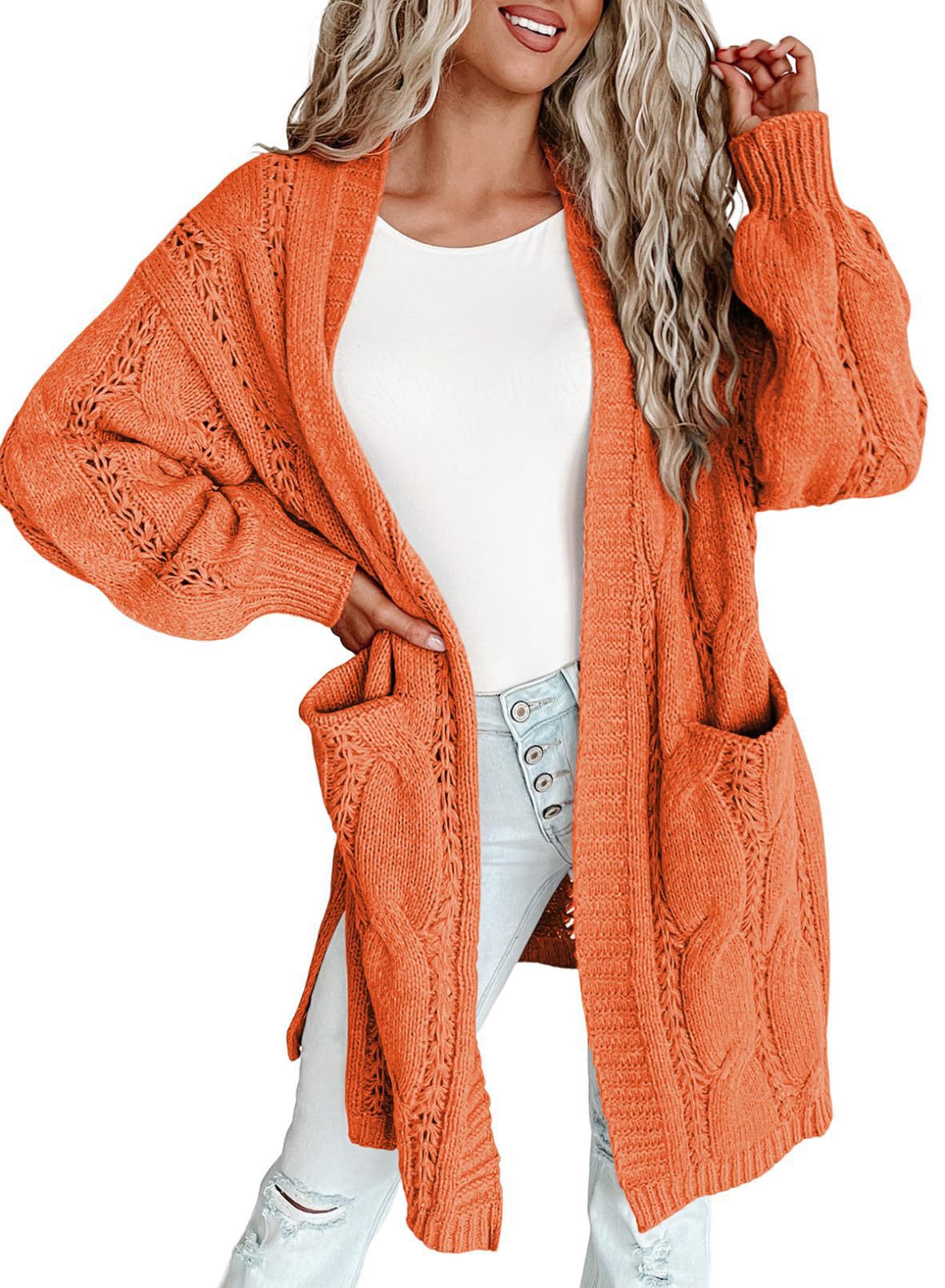 European And American Style Women Long Cardigan Long Sleeve Sweater With Pockets