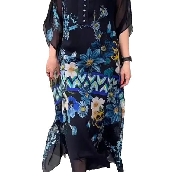 Plus Size Women's Printed Suspender Skirt with a Gentle Style