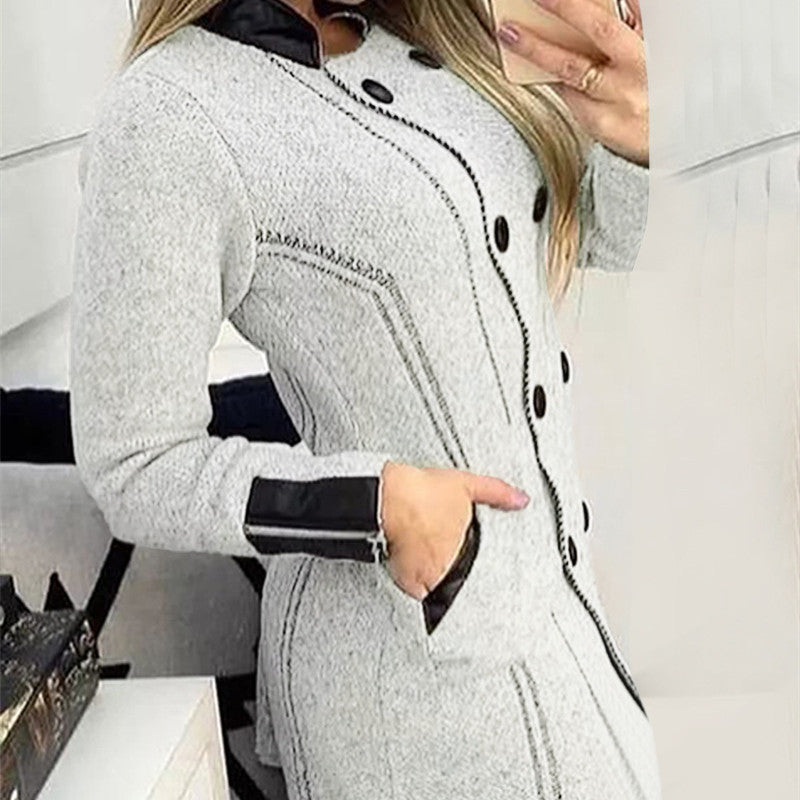 Graceful and Fashionable Double-Breasted Woolen Coat for Women