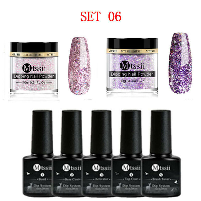 Mtssii 10g Dipping Nail Powder Set Matte Nail Glitter Dippin