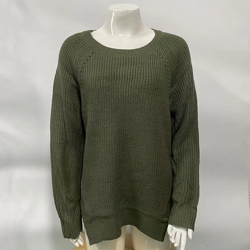 New European and American Hollowed-Out Knitted Sweater for Women