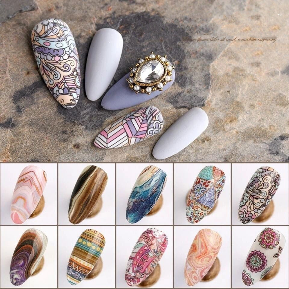 Nail Dyeing Starry Sky Transfer Paper Bohemian Gilt Marble Pattern Transfer Paper