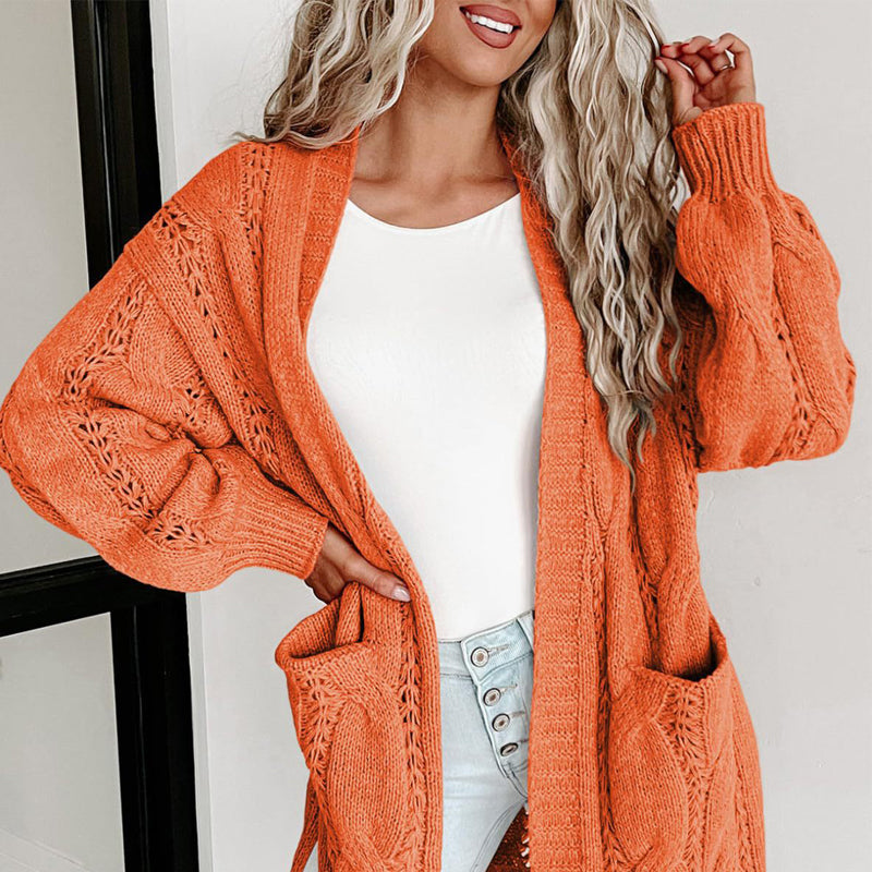 European And American Style Women Long Cardigan Long Sleeve Sweater With Pockets