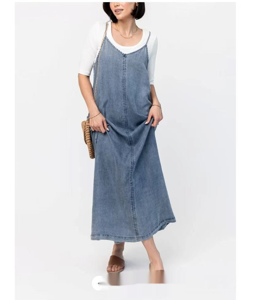 New Denim Suspender Leisure Dress