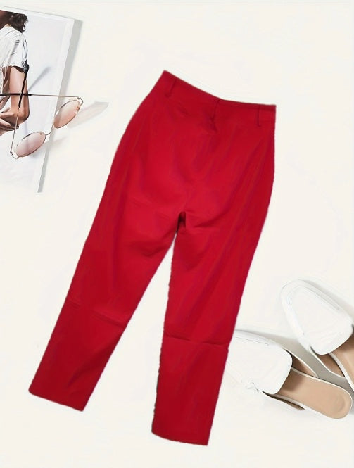 Women's Solid Color Button Casual Versatile Fashion Pants