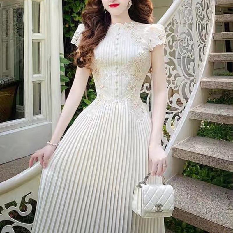 Summer New Lady Lace Embroidered Temperament Waist-controlled Dress