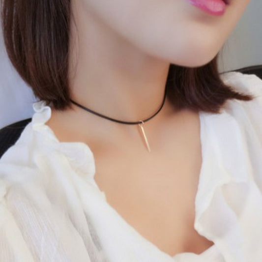 All-matching Casual Wax Line Metal Strip Necklace