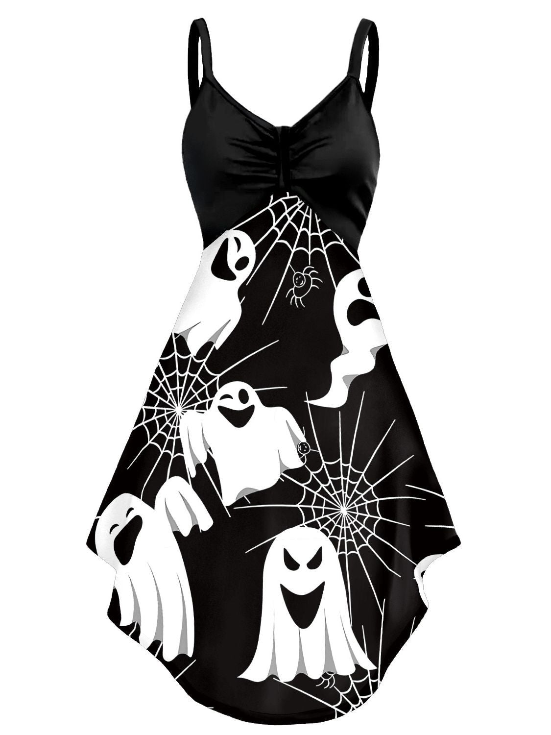 Celebrate Halloween in Style with a Skull Head Printed Slip Dress for Women