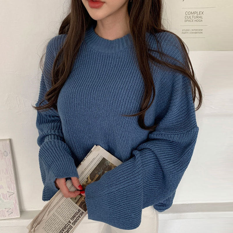 Loose Casual Solid Color Long Sweater for Women