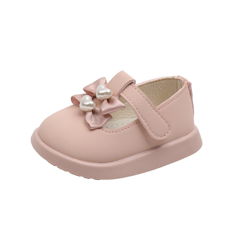 Princess-Style Little Kids' Leather Shoes with Soft Bottom