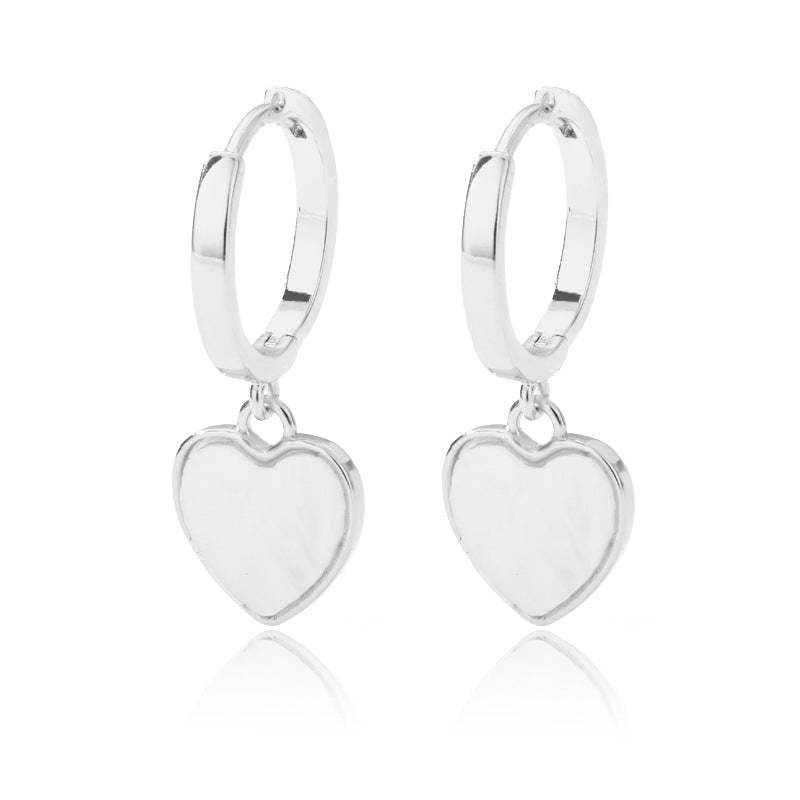 Heart-shaped Ear Clip Round Ring Earrings