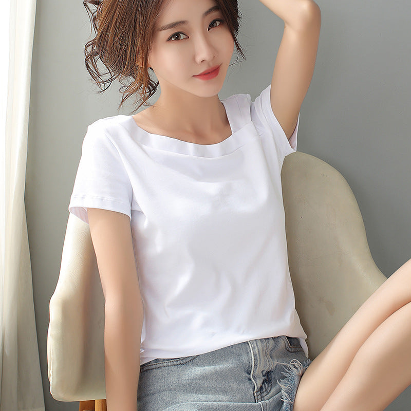 One-shoulder Cold-shoulder Top Half Sleeve Women