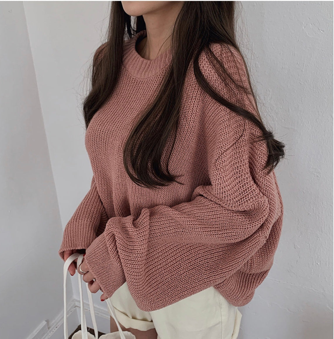 Loose Casual Solid Color Long Sweater for Women