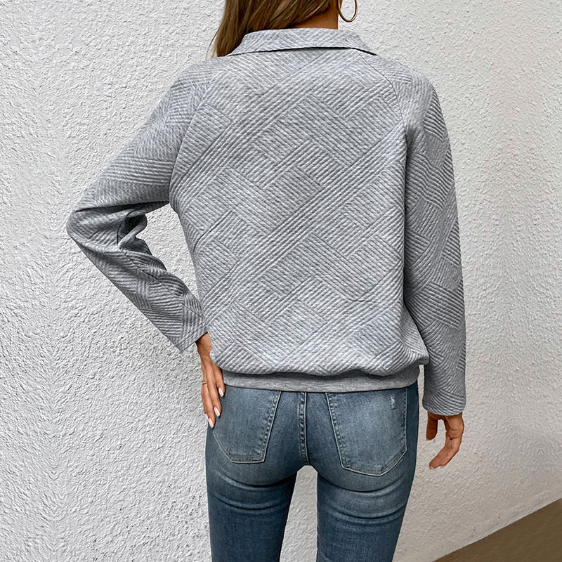 Solid Color Stand Collar Sweater with Long Sleeves