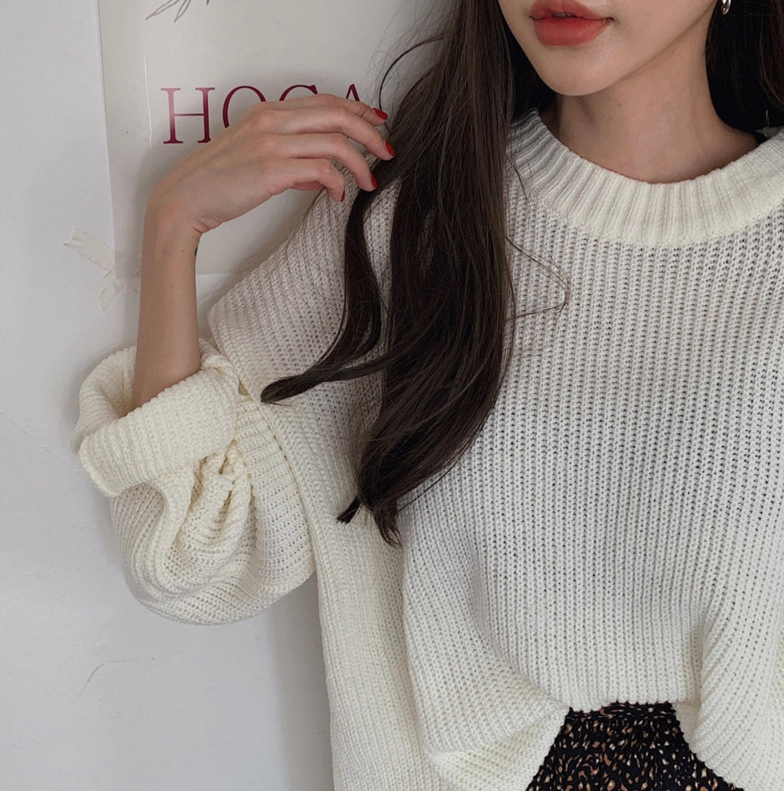 Loose Casual Solid Color Long Sweater for Women