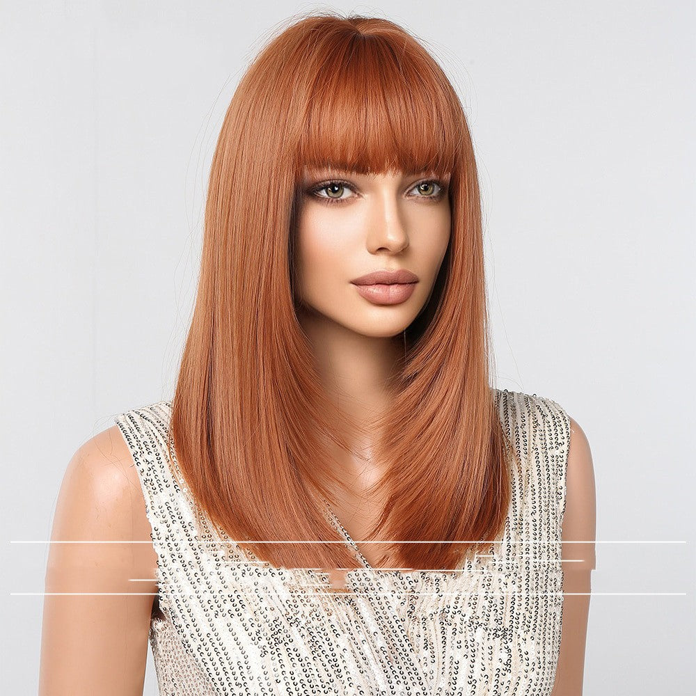 Women's Short Straight Bangs Natural Full Head Wig