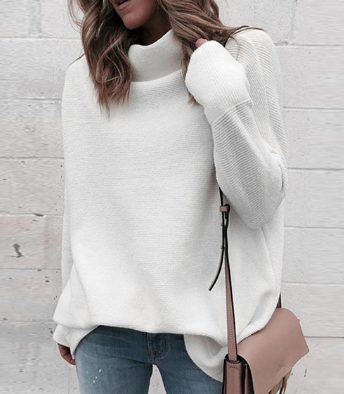 Half High Collar Loose Shirt Sweater