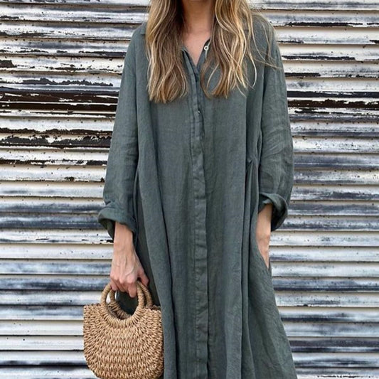 Women's Fashion Loose Cotton and Linen Dress