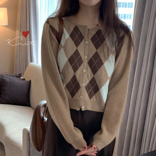 Round Neck Single-breasted Knitted Sweater Cardigan Women