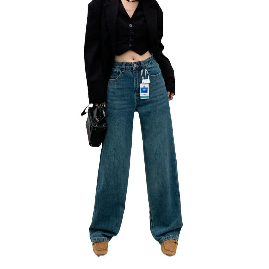 High Waist Cotton Straight Leg Giant Look Jeans