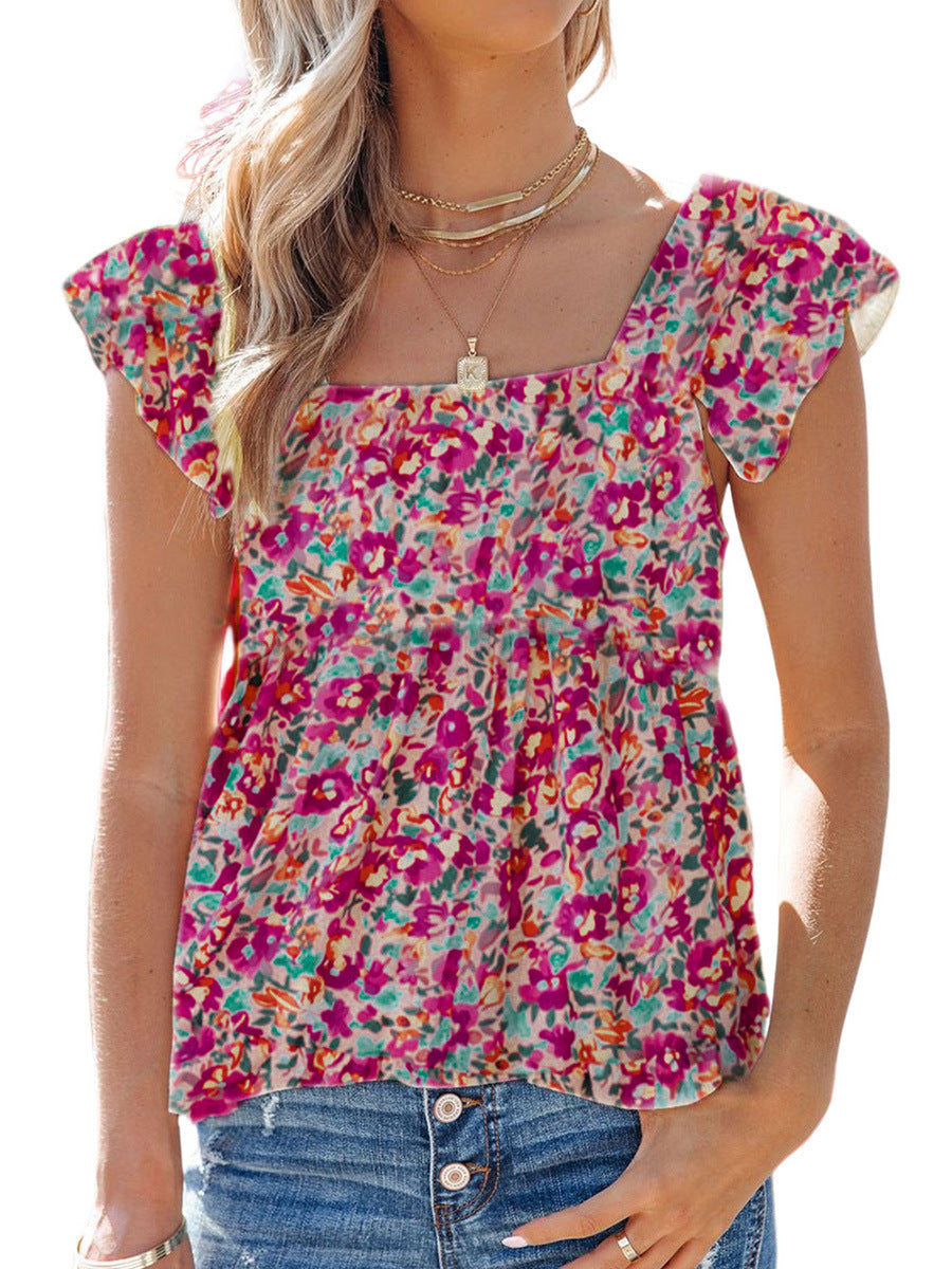 Women's Summer Pullover Vest Casual Floral Print Sleeveless Top