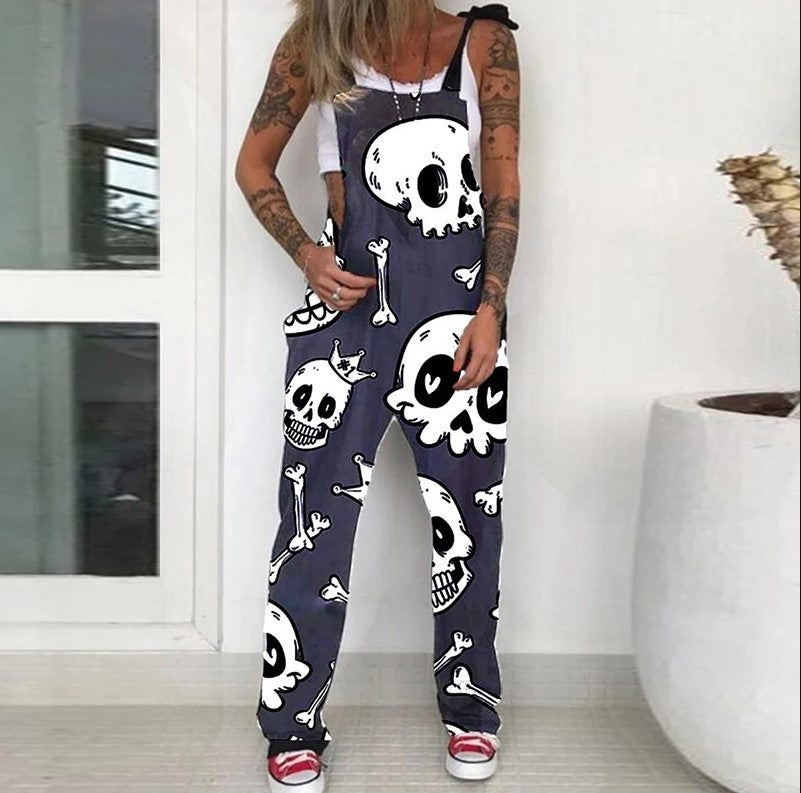 Get the Ultimate Street Style with Skull Print Overalls for Women