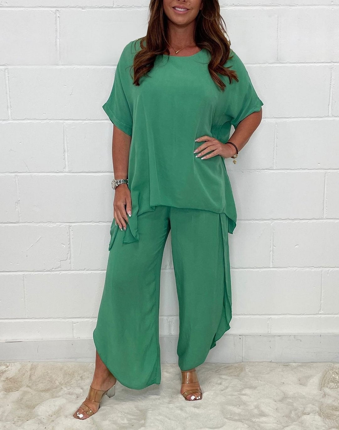 Summer New Product Set Fashion Solid Color Loose Leisure Suit