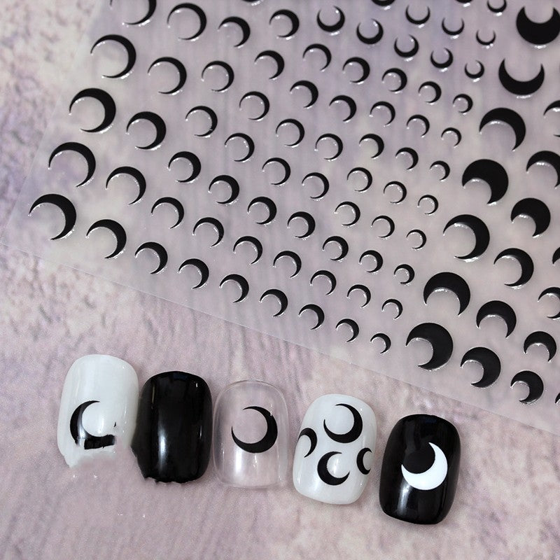 Embossed Black-and-white Butterfly Rose Nail Stickers