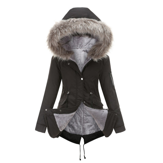 Mid-Length Hooded Parka Cotton-Padded Coat