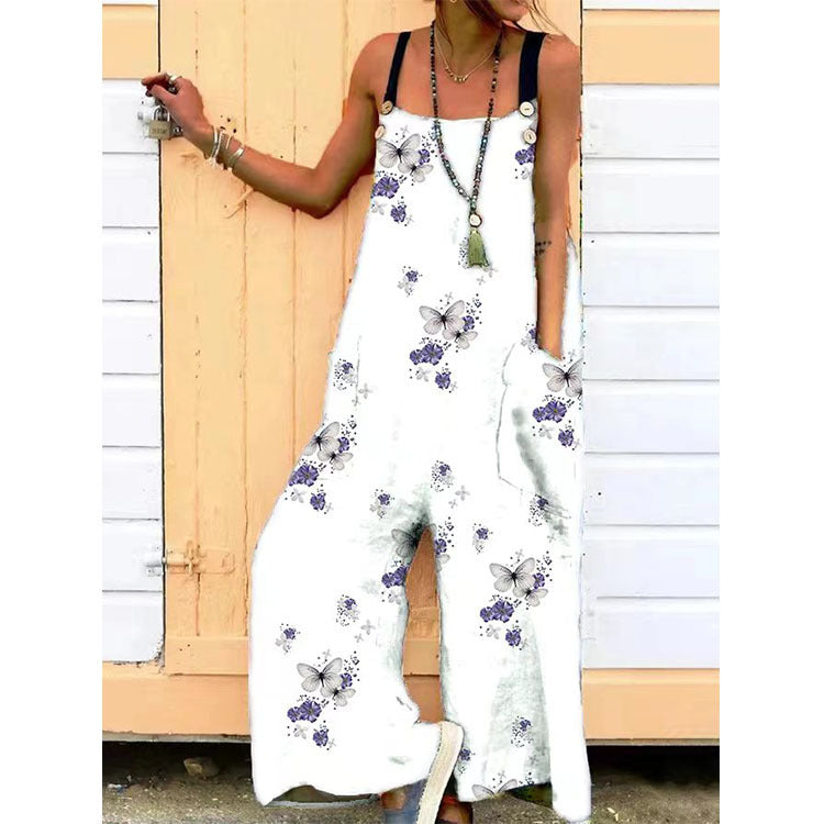 Women's Fashionable Simple Casual Printed Jumpsuit