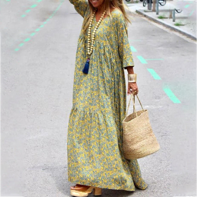 Fashionable Printed Loose Dress for Women