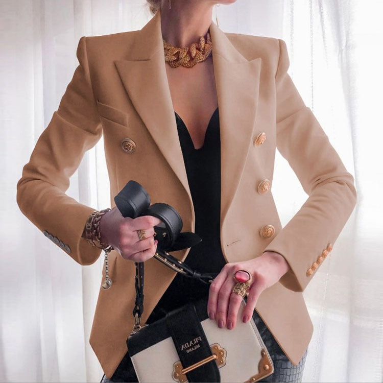 New Solid Color Fashion Casual Suit Short Coat for Women