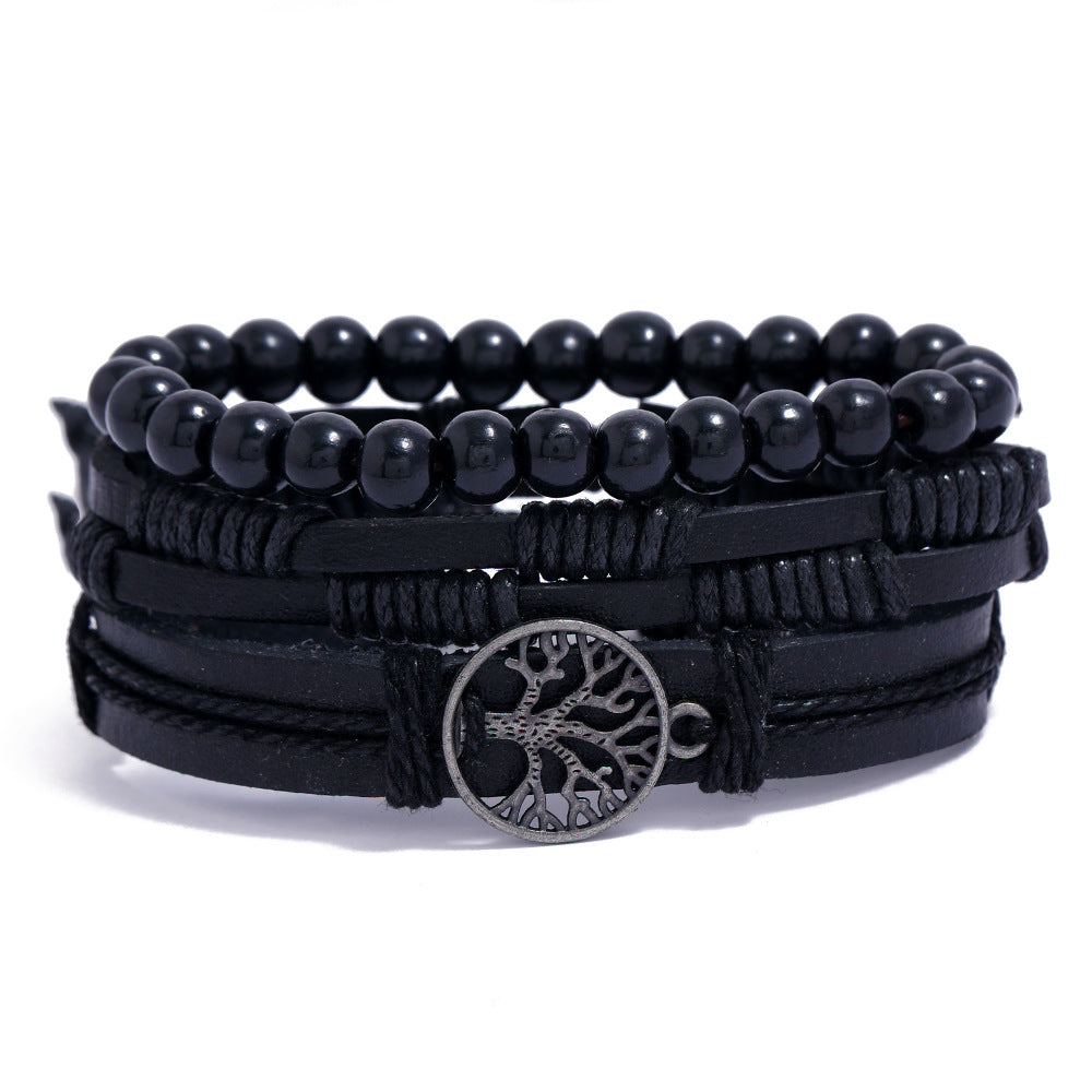 Tree Of Life Men's Leather Woven Bracelet