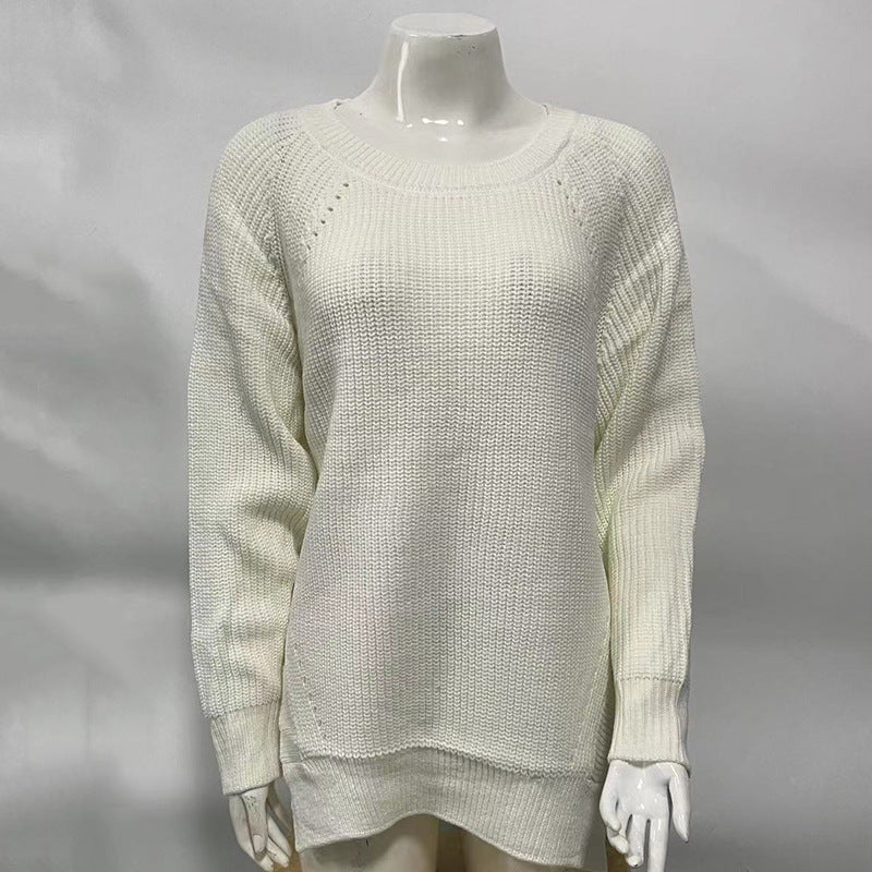 New European and American Hollowed-Out Knitted Sweater for Women