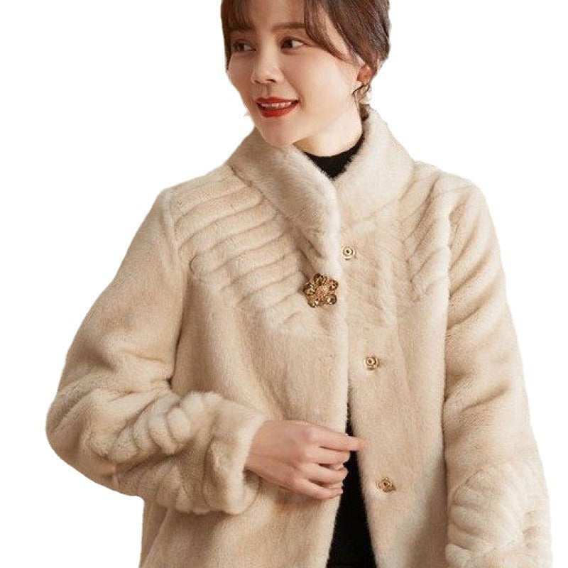 Elegant Winter Mink Velvet Coat for Mothers